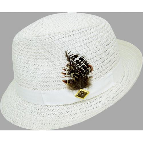 Stacy Adams White Panama Straw Dress Hat